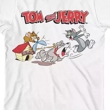 Футболка с рисунком Tom & Jerry Spike Chasing для мальчиков 8–20 лет Licensed Character