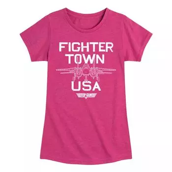 Футболка с рисунком Top Gun Fighter Town для девочек 7–16 лет, США Licensed Character