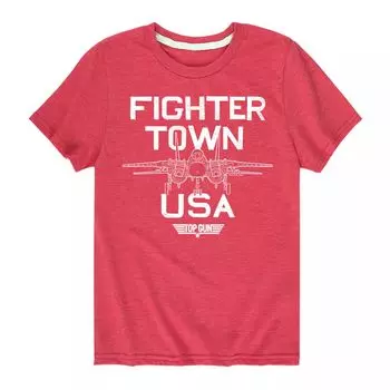 Футболка с рисунком Top Gun Fighter Town для мальчиков 8–20 лет, США Licensed Character, красный