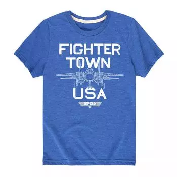 Футболка с рисунком Top Gun Fighter Town для мальчиков 8–20 лет, США Licensed Character, синий