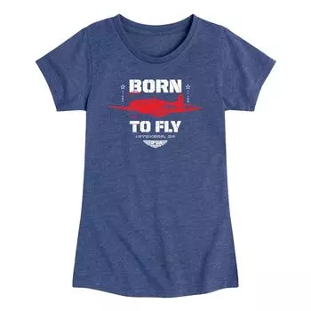 Футболка с рисунком Top Gun Maverick для девочек 7–16 лет "Born To Fly" Licensed Character, синий