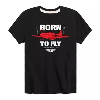 Футболка с рисунком Top Gun Maverick для мальчиков 8–20 лет "Born To Fly" Licensed Character, черный