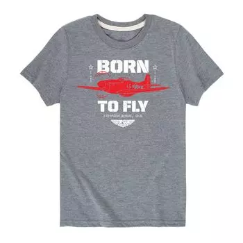 Футболка с рисунком Top Gun Maverick для мальчиков 8–20 лет "Born To Fly" Licensed Character, серый
