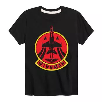 Футболка с рисунком Top Gun Maverick Wingman для мальчиков 8–20 лет Licensed Character, черный