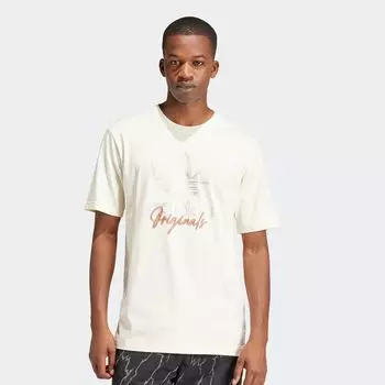Футболка с рисунком трилистника adidas Originals, цвет cream white