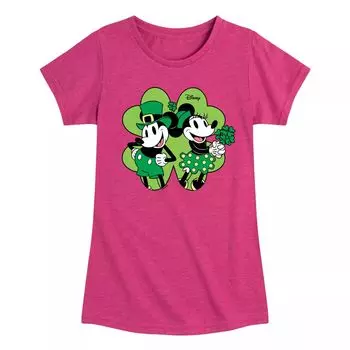 Футболка с рисунком Трилистника для девочек 7–16 лет Disney's Микки и Минни Маус Licensed Character, розовый