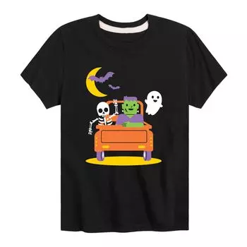 Футболка с рисунком Truck Monsters для мальчиков 8–20 лет Licensed Character, черный