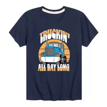 Футболка с рисунком Truckin' All Day Long для мальчиков 8–20 лет Licensed Character, синий