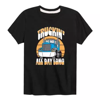 Футболка с рисунком Truckin' All Day Long для мальчиков 8–20 лет Licensed Character, черный