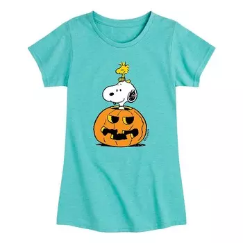 Футболка с рисунком тыквы «Арахис» для девочек 7–16 лет Snoopy Licensed Character, синий