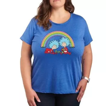 Футболка с рисунком "Тысяча и одна радуга" от Dr Seuss для полных Licensed Character, цвет heather dark blue