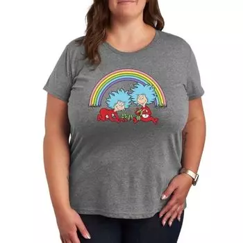 Футболка с рисунком "Тысяча и одна радуга" от Dr Seuss для полных Licensed Character, серый