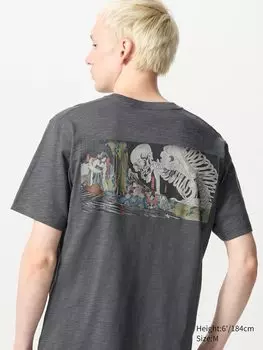 Футболка с рисунком ukiyo-e ut из музея изящных искусств бостона Uniqlo, цвет 08 серый