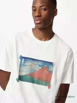 Футболка с рисунком ukiyo-e ut из музея изящных искусств бостона Uniqlo, цвет 01 белый