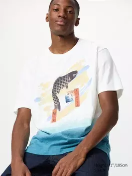 Футболка с рисунком ukiyo-e ut из музея изящных искусств бостона Uniqlo, цвет 01 белый