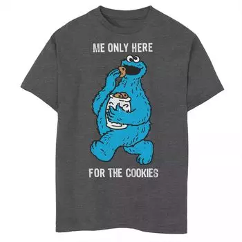Футболка с рисунком «Улица Сезам» для мальчиков 8–20 лет Cookie Monster Eat Cookies Licensed Character
