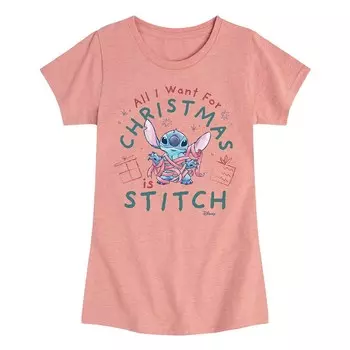 Футболка с рисунком «Все, что я хочу на Рождество» для девочек 7–16 лет от Disney's Lilo & Stitch, розовый