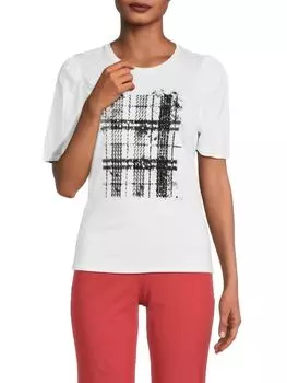 Футболка с рисунком в клетку с пайетками Dkny, цвет Black White