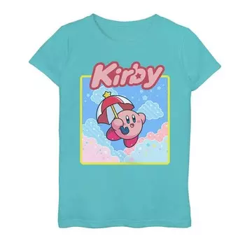Футболка с рисунком в коробке Nintendo Kirby Starry Clouds для девочек Licensed Character, цвет Tahiti Blue