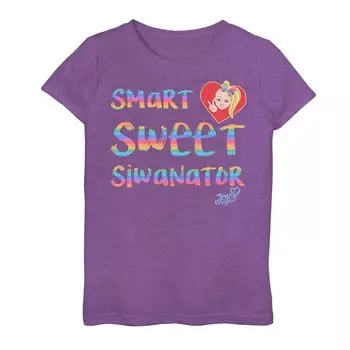 Футболка с рисунком в радужную полоску для девочек 7–16 лет Jojo Siwa "Smart, Sweet, Siwanator" Licensed Character