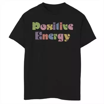 Футболка с рисунком в стиле ретро Fifth Sun Positive Energy для мальчиков 8–20 лет Licensed Character, черный
