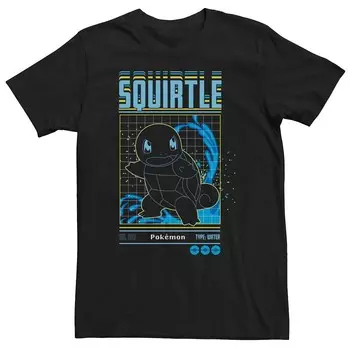 Футболка с рисунком в виде сетки Big & Tall Pokemon Squirtle Blueprint, черный