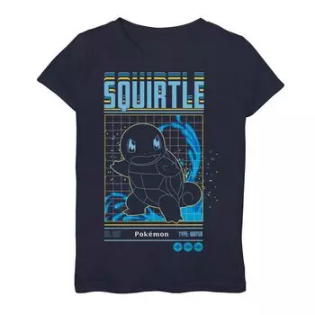 Футболка с рисунком в виде сетки для девочек Pokemon Squirtle Licensed Character