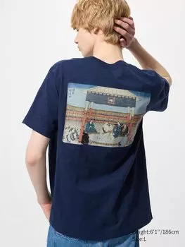 Футболка с рисунком Wagara (сумо) Uniqlo, синий