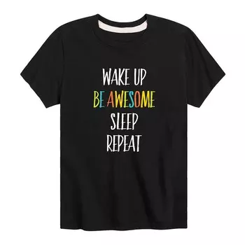 Футболка с рисунком Wake Up Be Awesome для мальчиков 8–20 лет Licensed Character, черный