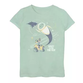 Футболка с рисунком Wall-E в стиле ретро «Космос» для девочек 7–16 лет Disney/Pixar Disney / Pixar, светло-зеленый