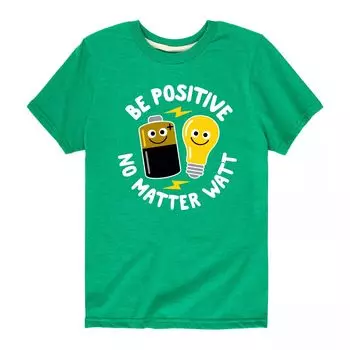 Футболка с рисунком Watt для мальчиков 8–20 лет Be Positive No Matter Watt Licensed Character