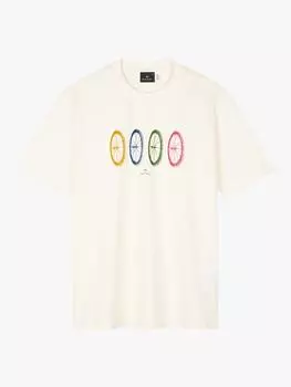 Футболка с рисунком велосипедного колеса ps из органического хлопка обычной посадки с коротким рукавом Paul Smith, белый