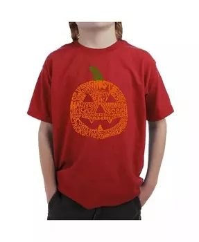 Футболка с рисунком Word Art для мальчика — Тыква La Pop Art, черный