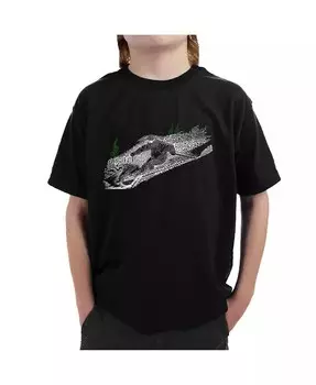 Футболка с рисунком Word Art для мальчика — лыжи La Pop Art, черный