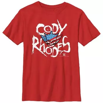 Футболка с рисунком WWE Cody Rhodes для мальчиков Licensed Character, красный