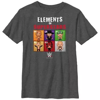 Футболка с рисунком WWE Elements Of Superstars для мальчиков Licensed Character, цвет Charcoal Heather