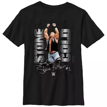 Футболка с рисунком WWE Stone Cold для мальчиков Licensed Character, черный