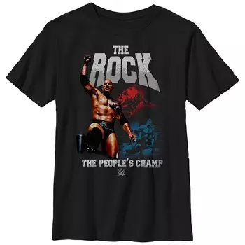 Футболка с рисунком WWE The Rock The People's Champ для мальчиков Licensed Character, черный