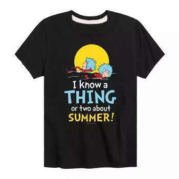 Футболка с рисунком «Я кое-что знаю о лете» для мальчиков 8–20 лет Dr. Seuss Thing One & Thing Two Licensed Character