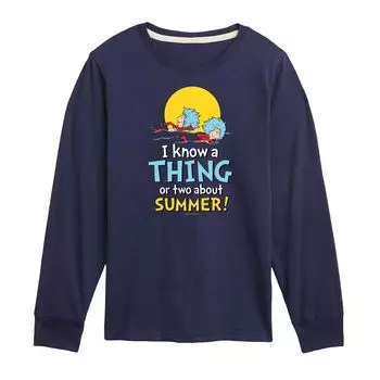 Футболка с рисунком «Я кое-что знаю о лете» для мальчиков 8–20 лет Dr. Seuss Thing One & Thing Two Licensed Character, синий