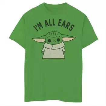 Футболка с рисунком «Я все уши» для мальчиков 8–20 лет, «Звездные войны», «Мандалорец, ребенок, он же малыш Йода» Star Wars