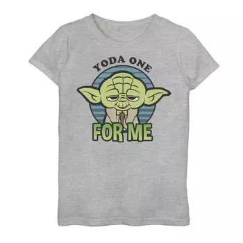 Футболка с рисунком Yoda One For Me для девочек 7–16 лет, Звездные войны, День святого Валентина, V7 Licensed Character