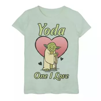Футболка с рисунком Yoda One I Love для девочек 7–16 лет, «Звездные войны», «День Святого Валентина» Star Wars