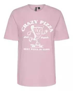 Футболка с рисунком женская с коротким рукавом Pieces, розовый