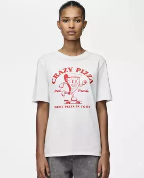 Футболка с рисунком женская с коротким рукавом Pieces, белый