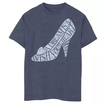 Футболка с рисунком «Золушка» Disney для мальчиков 8–20 лет, стеклянные туфельки с рисунком, цвет Navy Heather