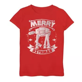 Футболка с рисунком «Звездные войны AT-AT Merry Sithmas Holiday» для девочек 7–16 лет Star Wars