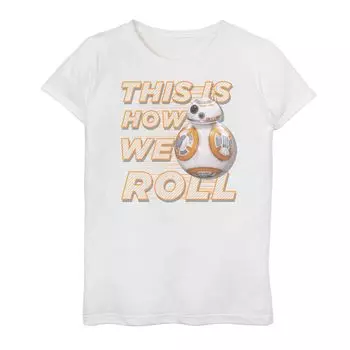 Футболка с рисунком «Звездные войны BB-8» для девочек 7–16 лет «Вот как мы катим» Licensed Character, белый