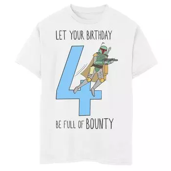 Футболка с рисунком «Звездные войны Боба Летающий четвертый день рождения» для мальчиков 8–20 лет Star Wars, белый