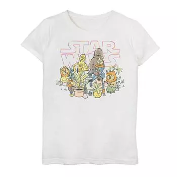 Футболка с рисунком «Звездные войны C-3PO и Чубакка» для девочек 7–16 лет Star Wars, белый